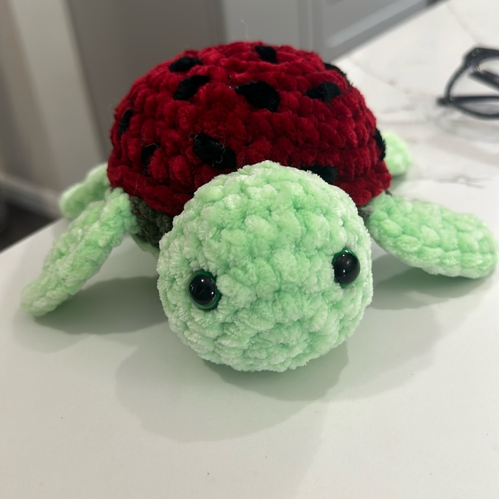 Hand crochet watermelon turtle